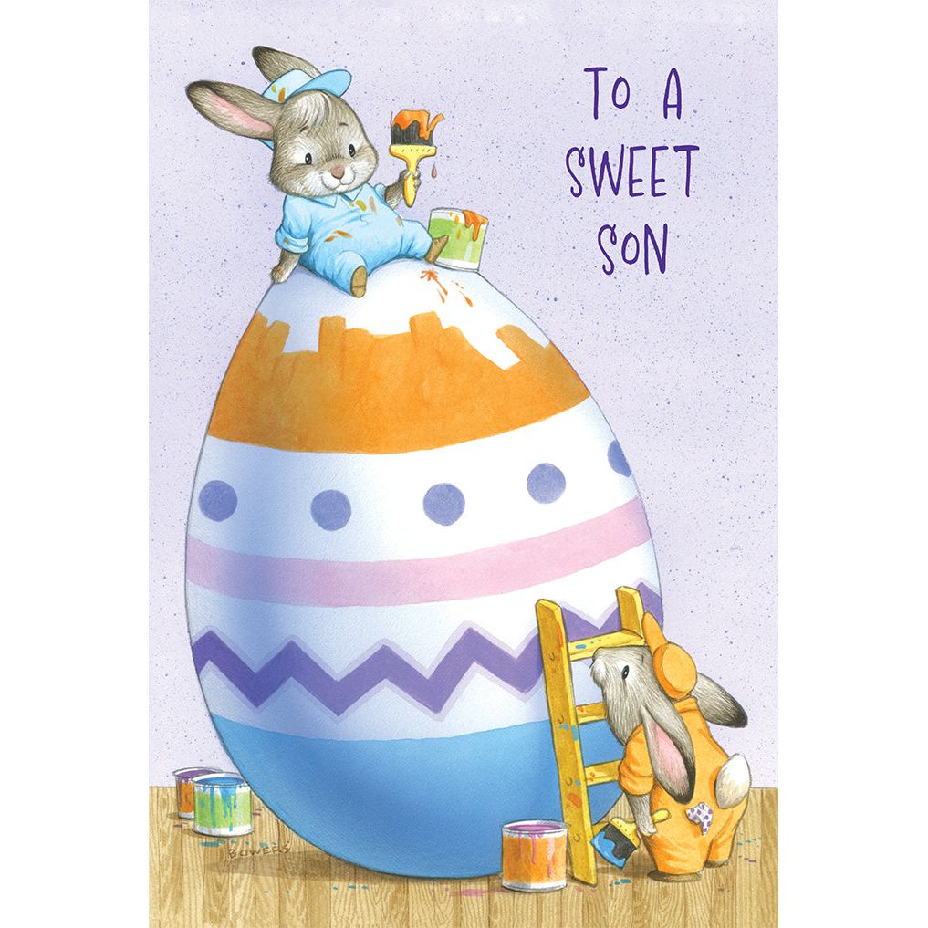Painter Bunnies Easter Card Son